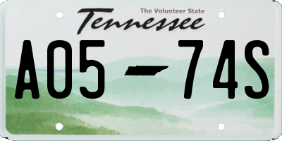 TN license plate A0574S