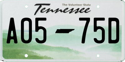 TN license plate A0575D