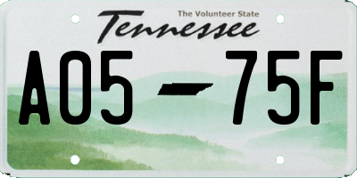 TN license plate A0575F