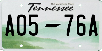 TN license plate A0576A