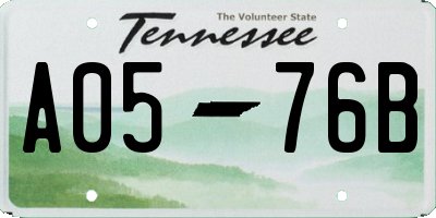 TN license plate A0576B