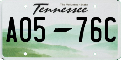 TN license plate A0576C