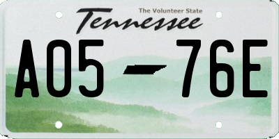 TN license plate A0576E