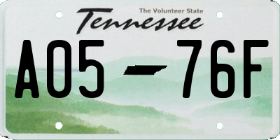 TN license plate A0576F