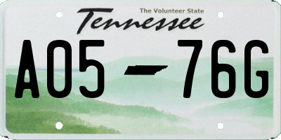 TN license plate A0576G