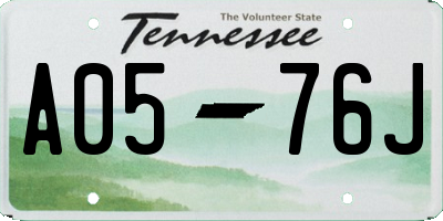 TN license plate A0576J