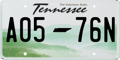 TN license plate A0576N