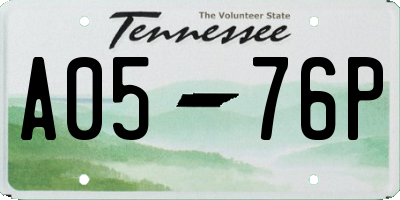 TN license plate A0576P