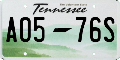 TN license plate A0576S