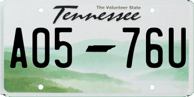 TN license plate A0576U