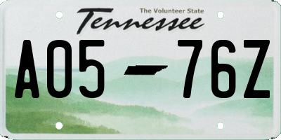 TN license plate A0576Z