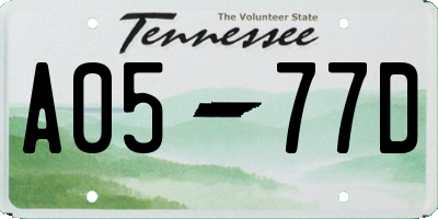 TN license plate A0577D