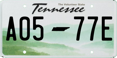 TN license plate A0577E