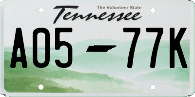 TN license plate A0577K