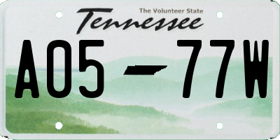 TN license plate A0577W