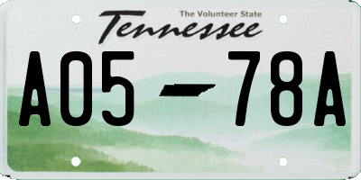 TN license plate A0578A