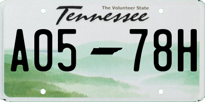 TN license plate A0578H