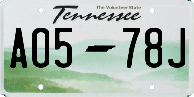 TN license plate A0578J