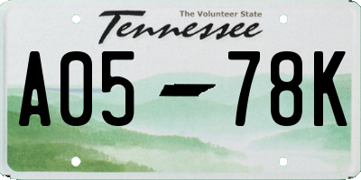 TN license plate A0578K
