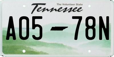 TN license plate A0578N