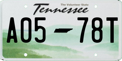 TN license plate A0578T