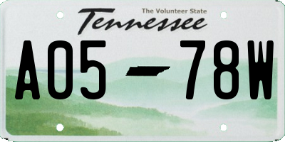 TN license plate A0578W