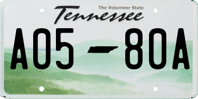 TN license plate A0580A