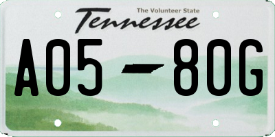 TN license plate A0580G