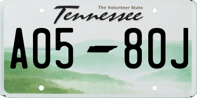 TN license plate A0580J