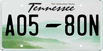 TN license plate A0580N