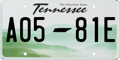 TN license plate A0581E