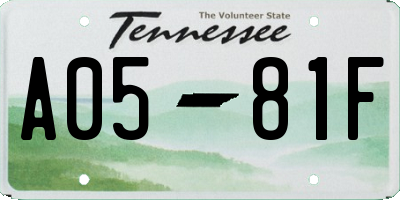 TN license plate A0581F