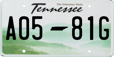 TN license plate A0581G