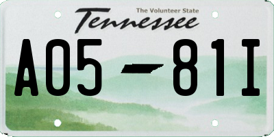 TN license plate A0581I