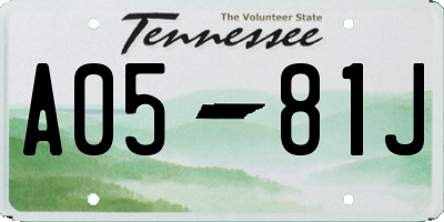 TN license plate A0581J