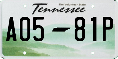 TN license plate A0581P