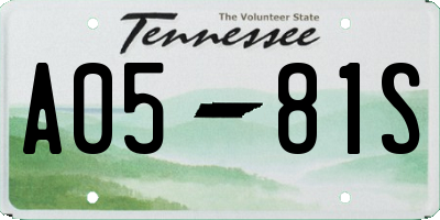 TN license plate A0581S