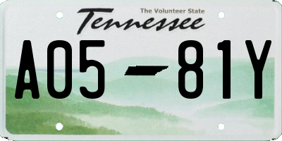 TN license plate A0581Y