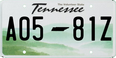 TN license plate A0581Z