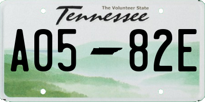 TN license plate A0582E