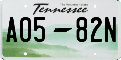 TN license plate A0582N