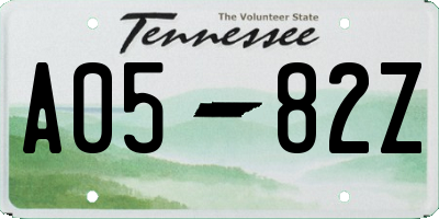 TN license plate A0582Z