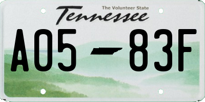 TN license plate A0583F