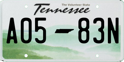 TN license plate A0583N