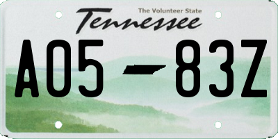 TN license plate A0583Z