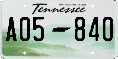 TN license plate A0584O