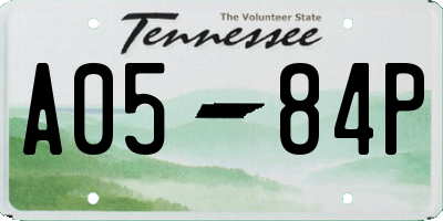 TN license plate A0584P