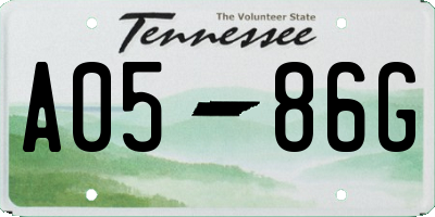 TN license plate A0586G