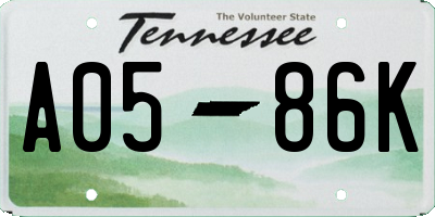TN license plate A0586K