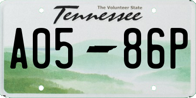 TN license plate A0586P